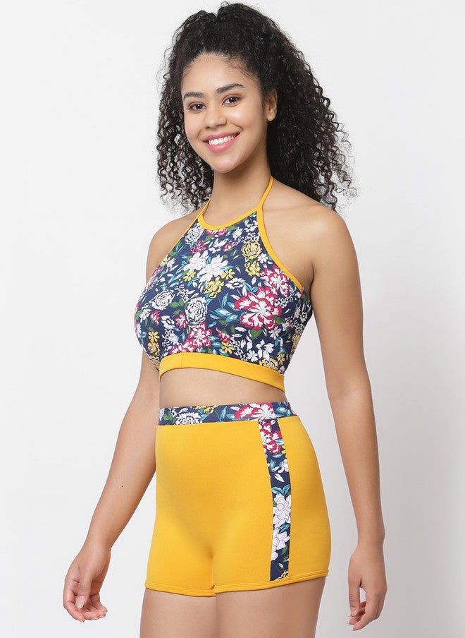 CUKOO Floral Printed Padded Top With Shorts Swim Set - Image 4